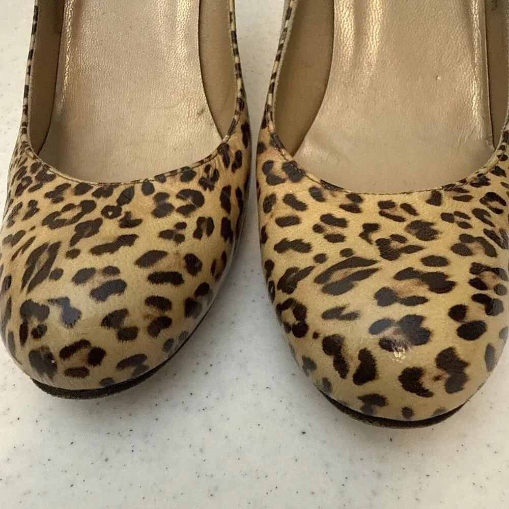Stuart Weitzman Round Toe Pumps Stiletto Heels Brown Leopard Heels Women's 7 M